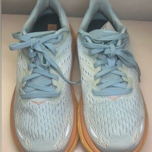 Hoka One One Women's Light Blue and Orange Athletic Shoes